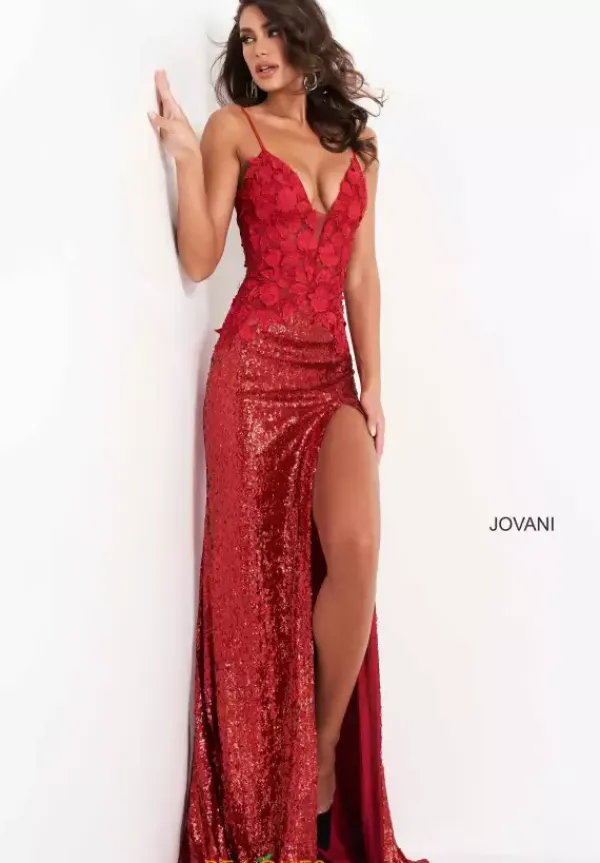 V Neckline Fitted Dress 06426^Jovani