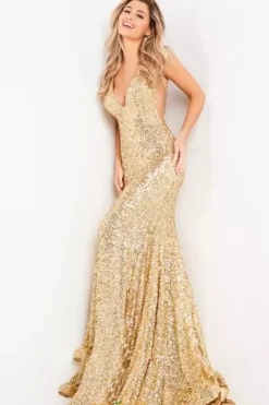 V Neckline Sequins Dress 23079^Jovani Sale