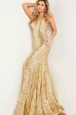 V Neckline Sequins Dress 23079^Jovani Sale